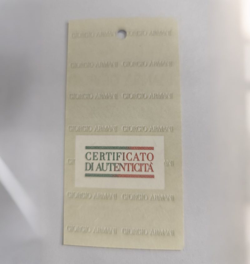 Armani watches certificate Armani watches certificate